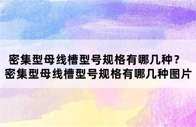 密集型母线槽型号规格有哪几种？ 密集型母线槽型号规格有哪几种图片